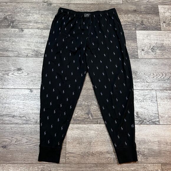 Polo Ralph Lauren Black Allover Pony Knit Jogger Sleepwear - Men's XL - $59.50